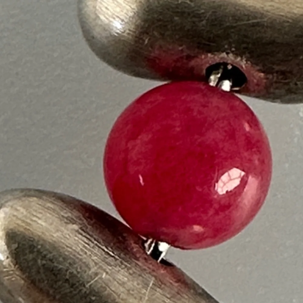 Silver and Pink Jade Bracelet​